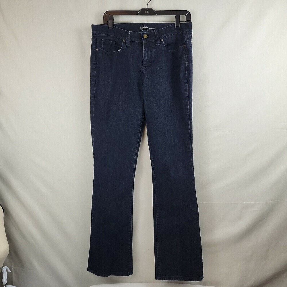 Soho Womens Black Regular Fit Mid‎ Rise Comfort Denim Bootcut Jeans Size 10